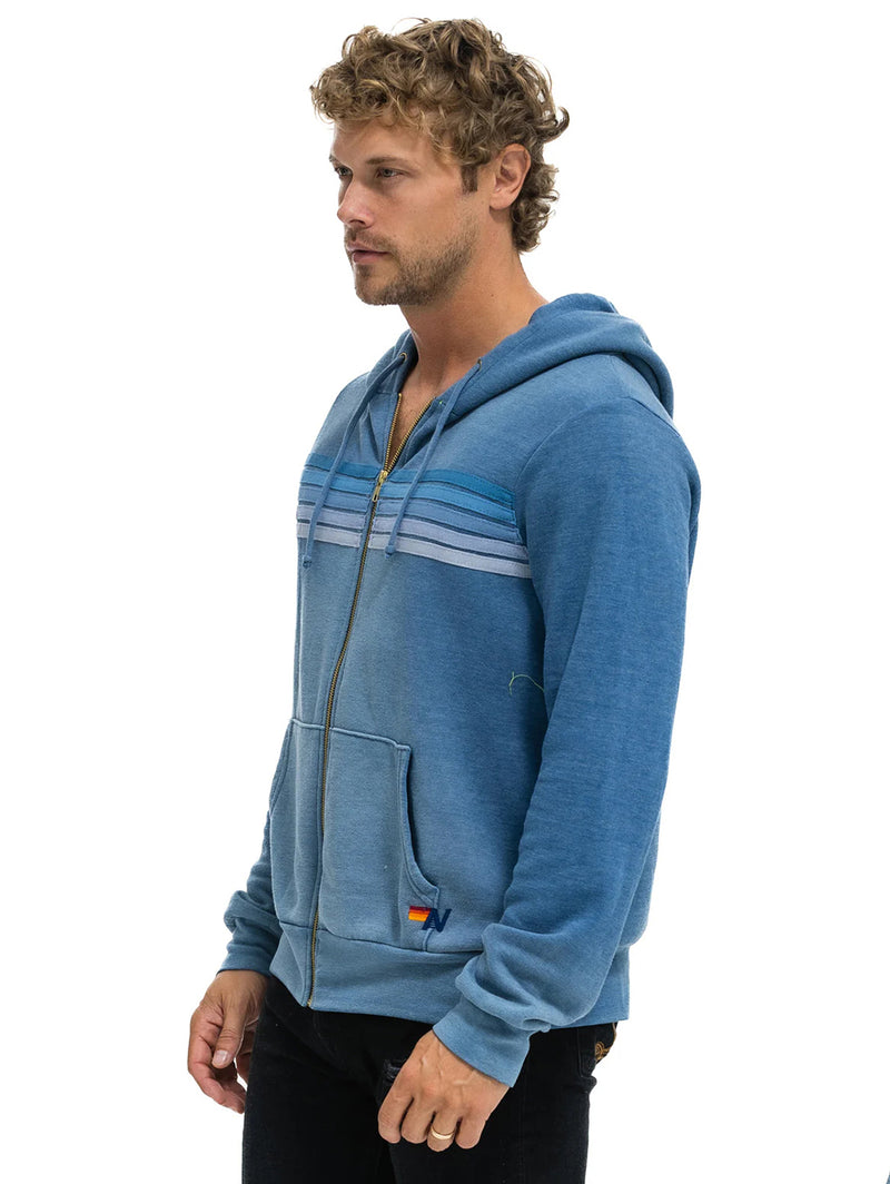 5 Stripe Zip Hoodie - Faded Water-AVIATOR NATION-Over the Rainbow