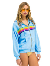 5 Stripe Zip Hoodie - Sky/Rainbow-AVIATOR NATION-Over the Rainbow