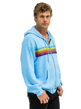 5 Stripe Zip Hoodie - Sky/Rainbow-AVIATOR NATION-Over the Rainbow