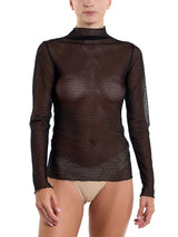 Dotted Tulle Mockneck Top - Black-Hanky Panky-Over the Rainbow