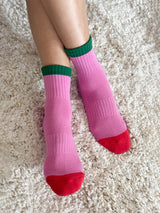 Color Block Girlfriend Socks - Rose Green