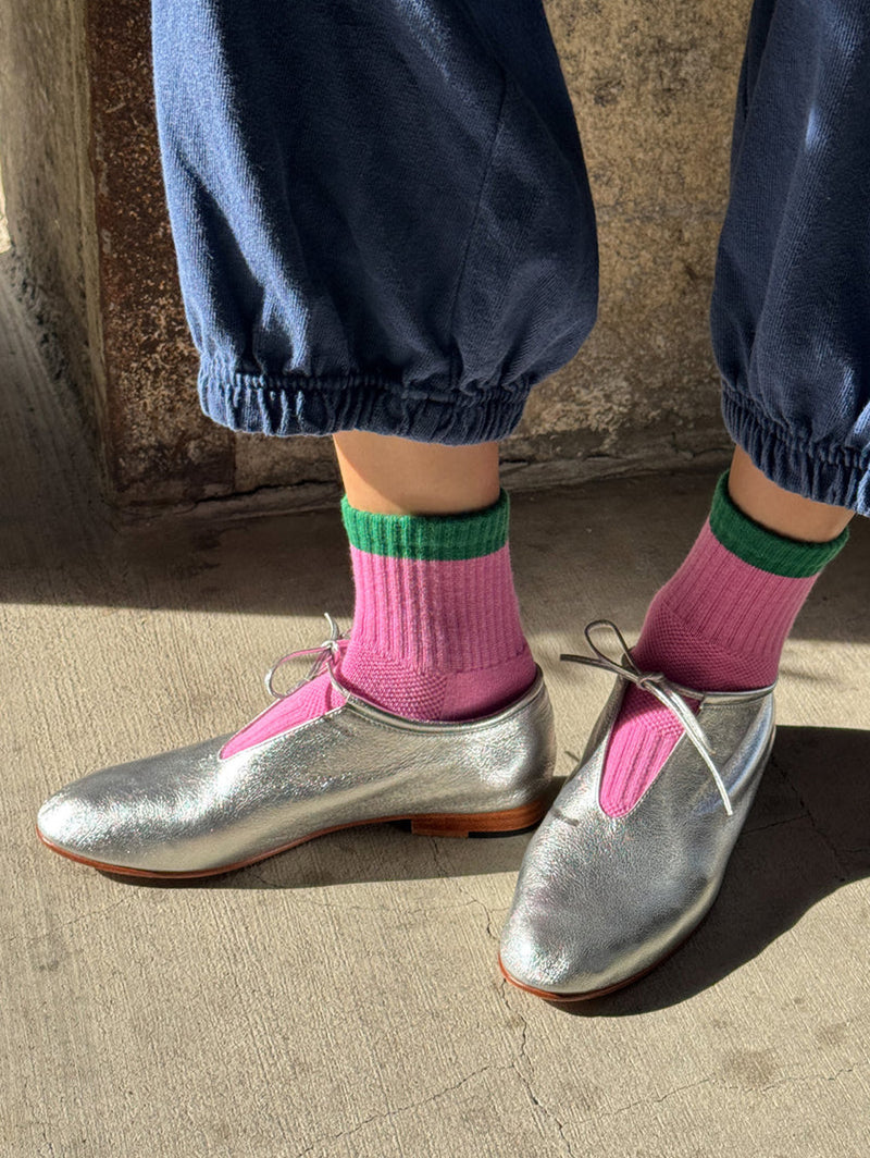 Color Block Girlfriend Socks - Rose Green