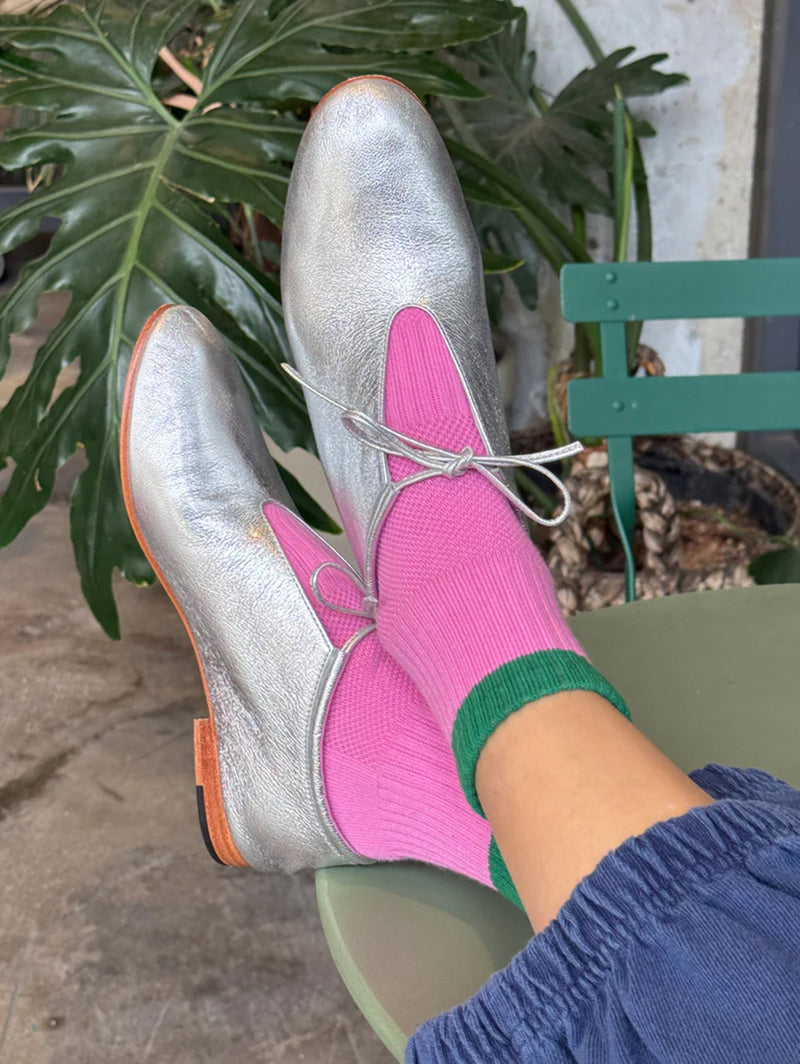 Color Block Girlfriend Socks - Rose Green