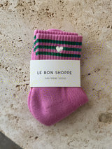 Embroidered Girlfriend Socks - Rose Pink + Heart-LE BON SHOPPE-Over the Rainbow