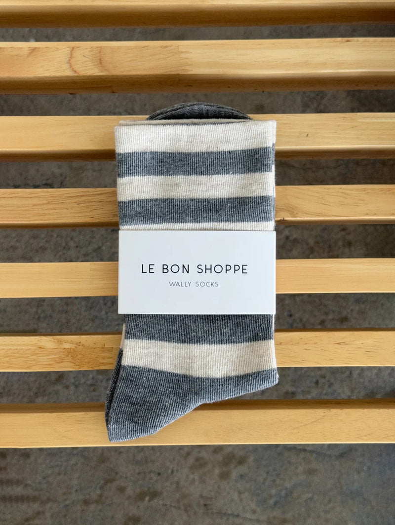 Wally Socks - Wide Grey Stripe