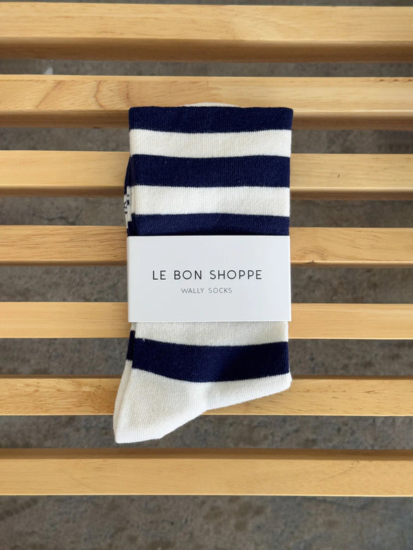 Wally Socks - Wide Navy Stripe