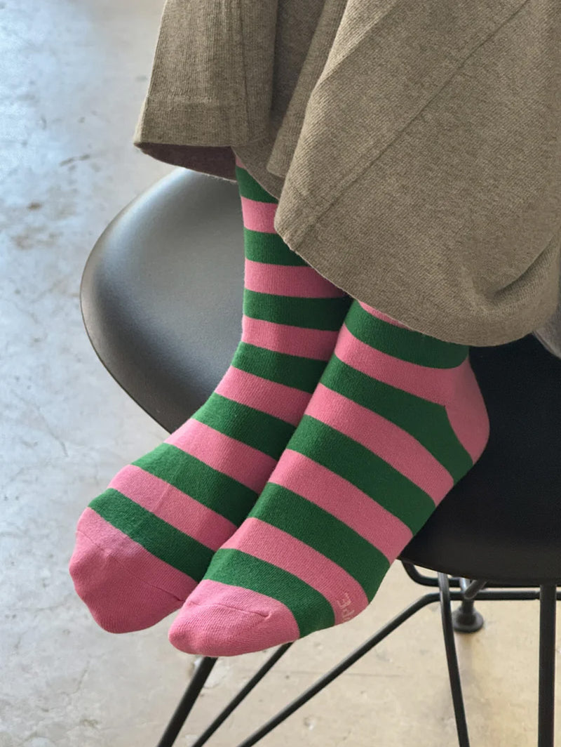 Wally Socks - Wide Pink Stripe