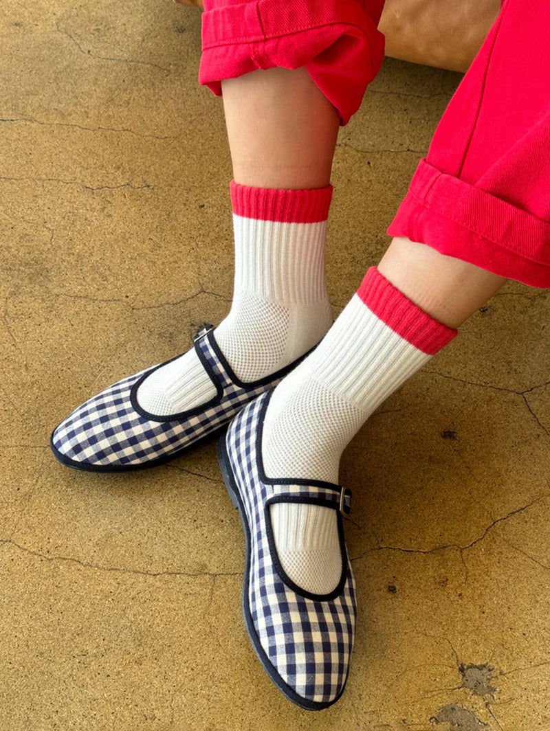 Color Block Girlfriend Socks - Blue Red