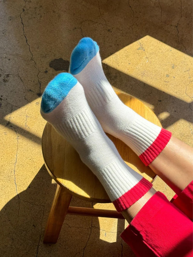 Color Block Girlfriend Socks - Blue Red