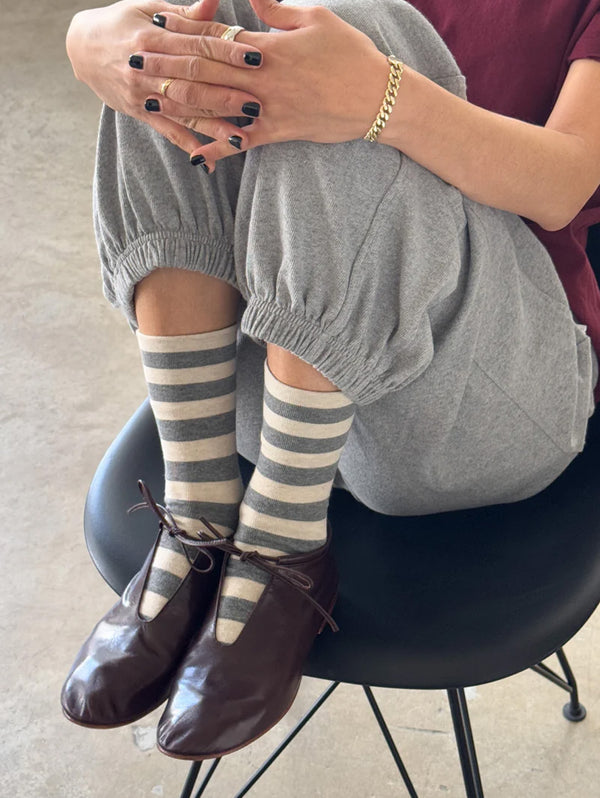 Wally Socks - Wide Grey Stripe