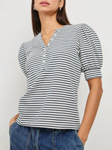 Jewel Top - Ivory Navy Micro Stripe-Rails-Over the Rainbow