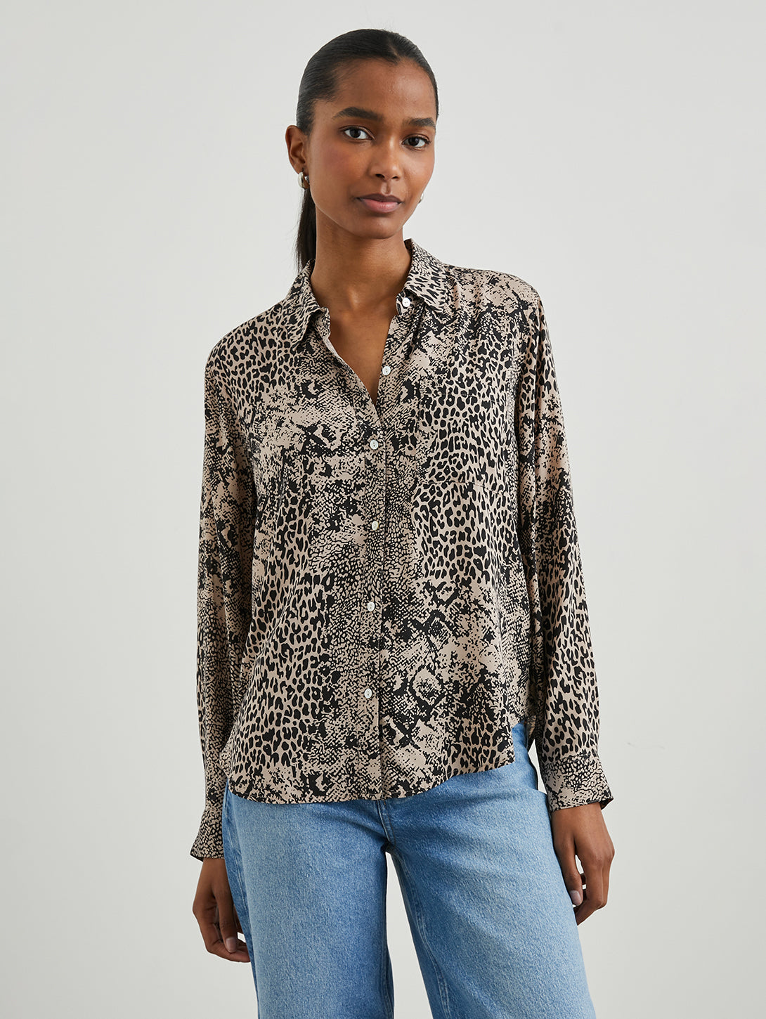 RAILS | Josephine Shirt - Taupe Mixed Animal | Over the Rainbow Canada