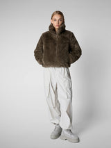 Jeon Faux Fur Jacket - Mud Grey-SAVE THE DUCK-Over the Rainbow