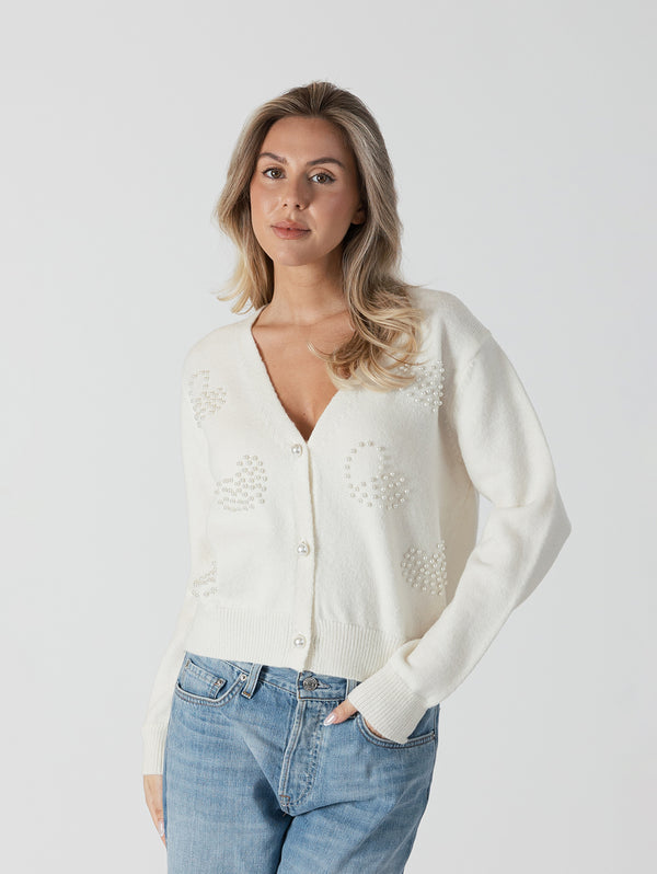 Kailie Heart Cardigan - White-LYLA+LUXE-Over the Rainbow