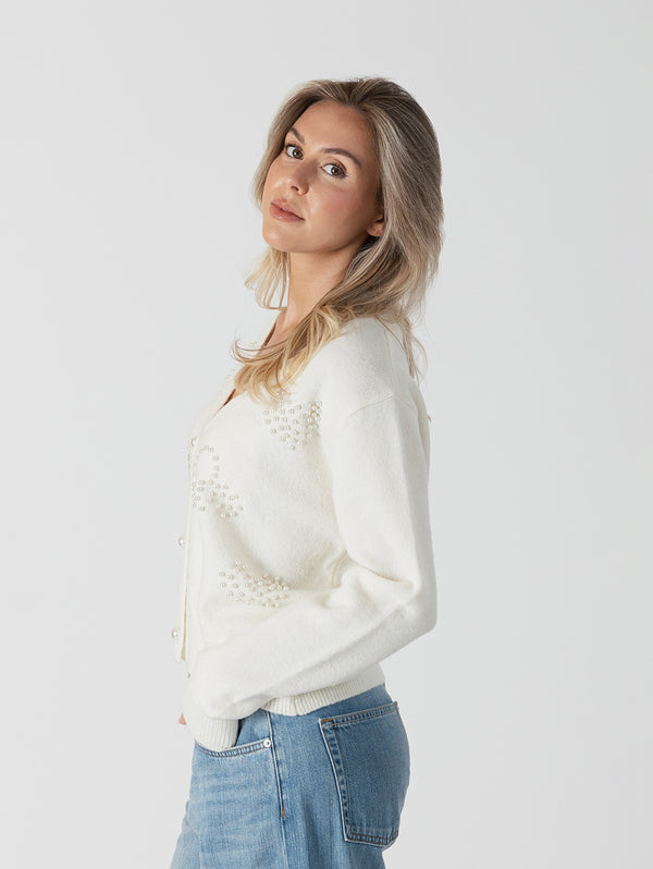 Kailie Heart Cardigan - White-LYLA+LUXE-Over the Rainbow