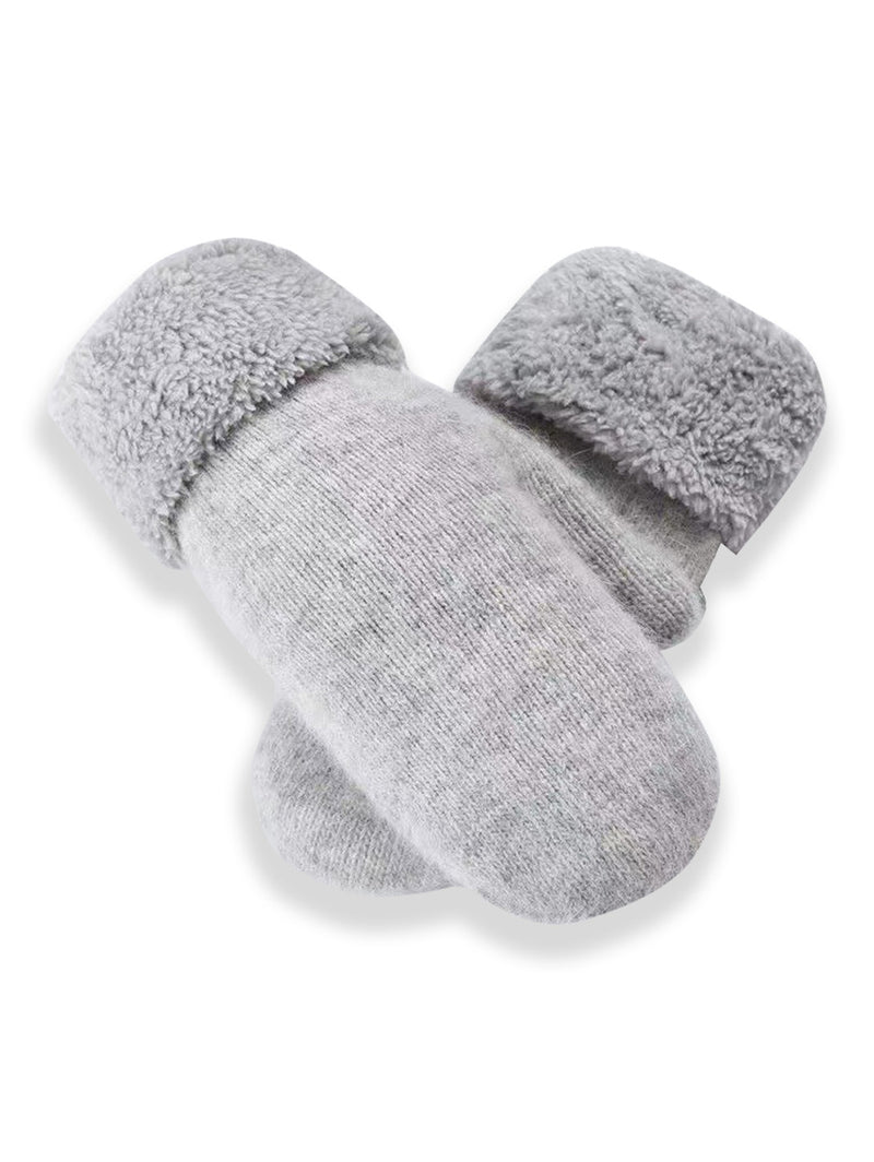 Sherpa Lining Mitten - Light Grey-LYLA+LUXE-Over the Rainbow