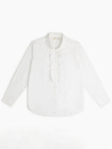 Mia Ruffle Front Shirt - White-KERRI ROSENTHAL-Over the Rainbow