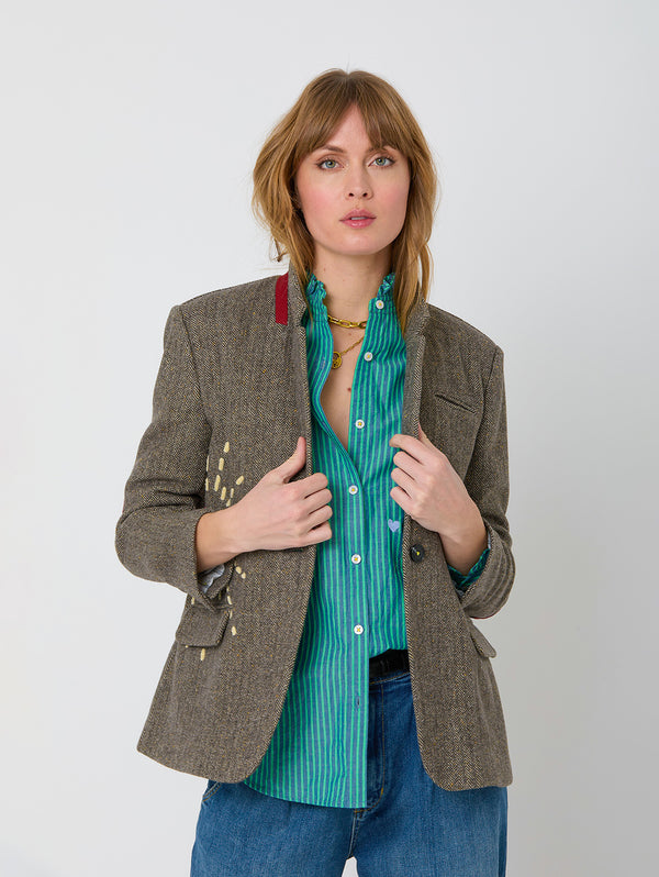 Workday Blazer Sunshine - Taupe-KERRI ROSENTHAL-Over the Rainbow