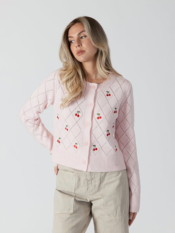 Lacey Cherry Cardigan - Soft Pink-LYLA+LUXE-Over the Rainbow