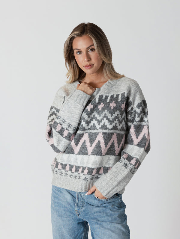 Landen Pullover - Grey/Pink-LYLA+LUXE-Over the Rainbow