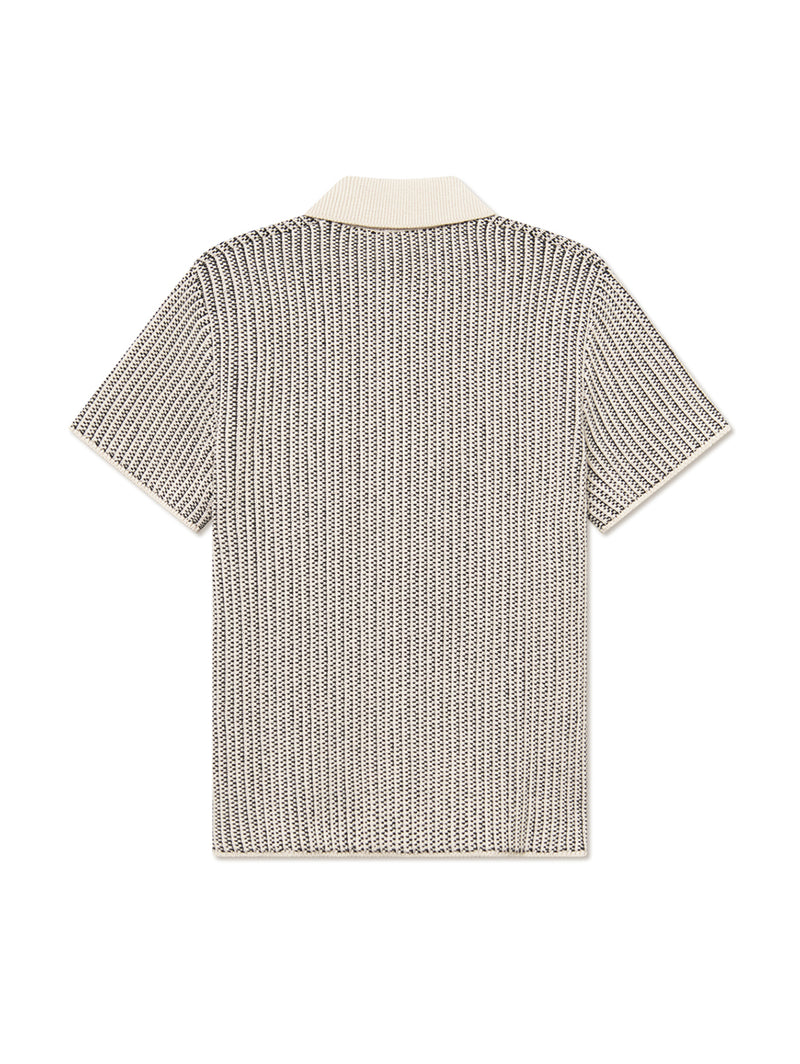 Easton Knitted Short Sleeve Shirt - Ivory Black-LES DEUX-Over the Rainbow