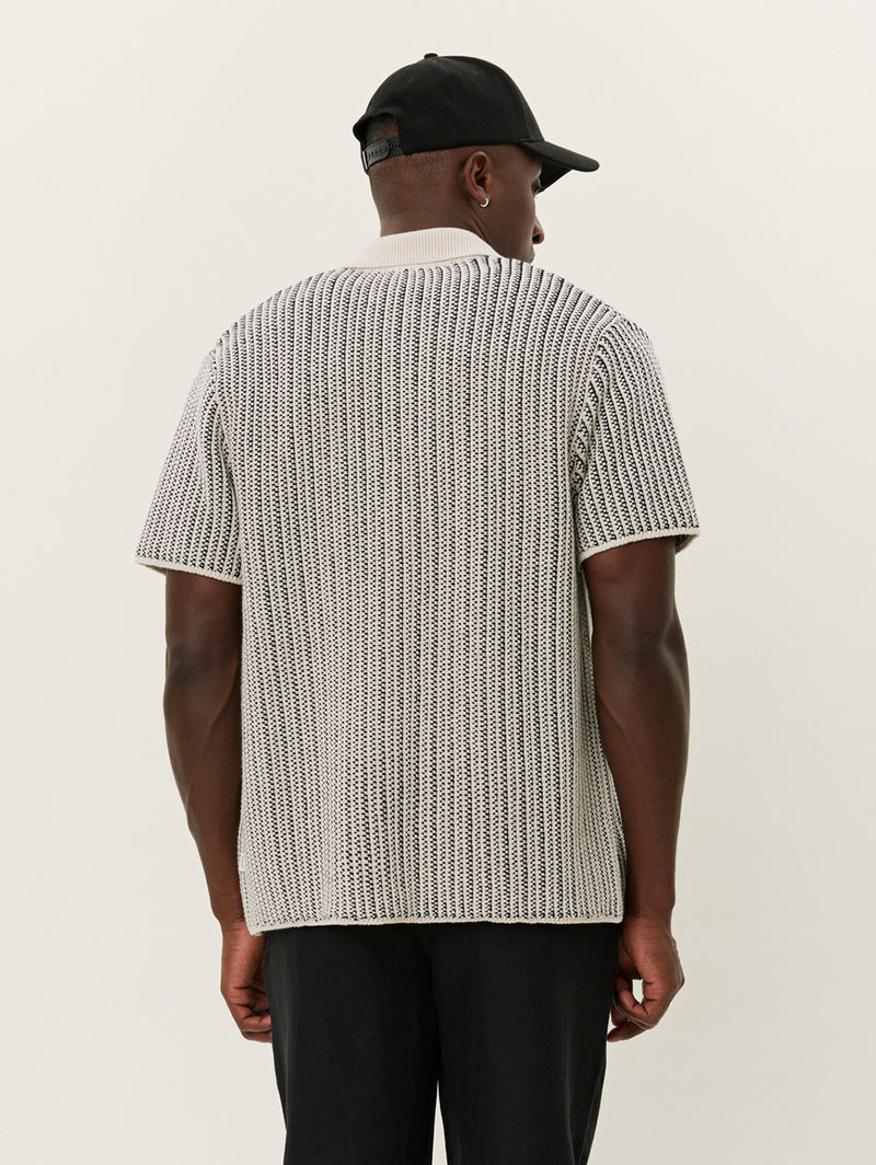 Easton Knitted Short Sleeve Shirt - Ivory Black-LES DEUX-Over the Rainbow