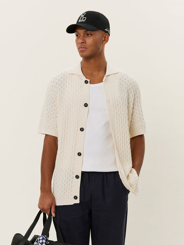 Gespertus Short Sleeve Knit Shirt - Ivory-LES DEUX-Over the Rainbow