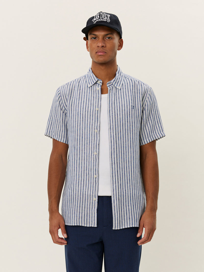 Kris Linen Short Sleeve Shirt - Lt Ivory/Blueprint-LES DEUX-Over the Rainbow