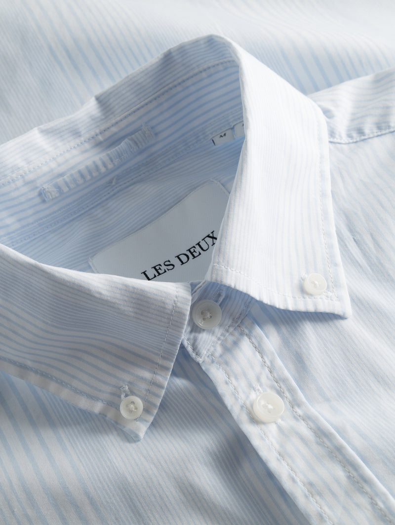 Kent Poplin Shirt - Summer Sky/White-LES DEUX-Over the Rainbow