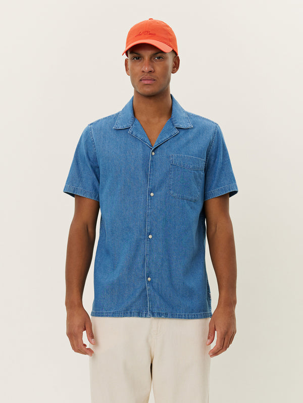 Klark Denim Short Sleeve Shirt - Medium Blue Wash-LES DEUX-Over the Rainbow