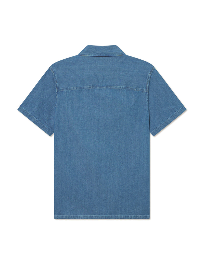 Klark Denim Short Sleeve Shirt - Medium Blue Wash-LES DEUX-Over the Rainbow