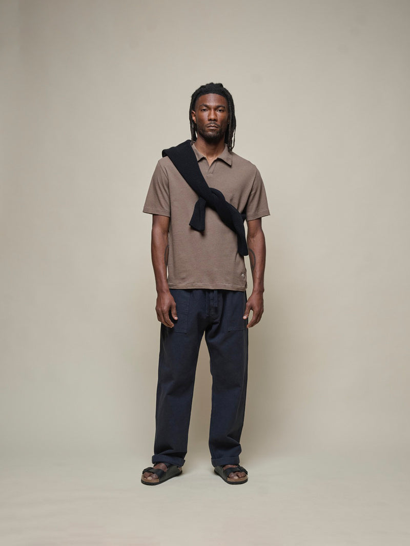 Linen Polo Tee - Faded Grain