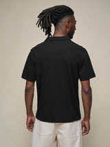 Linen Polo Tee - Deep Black