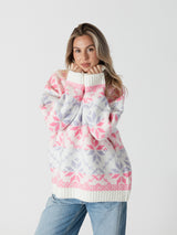 Lyra Mockneck - White/Pink/Lilac-LYLA+LUXE-Over the Rainbow