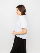 Short Sleeve Linen Blouse - White-PISTACHE-Over the Rainbow