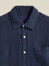 Long Sleeve Linen Shirt - Navy-PORTUGUESE FLANNEL-Over the Rainbow