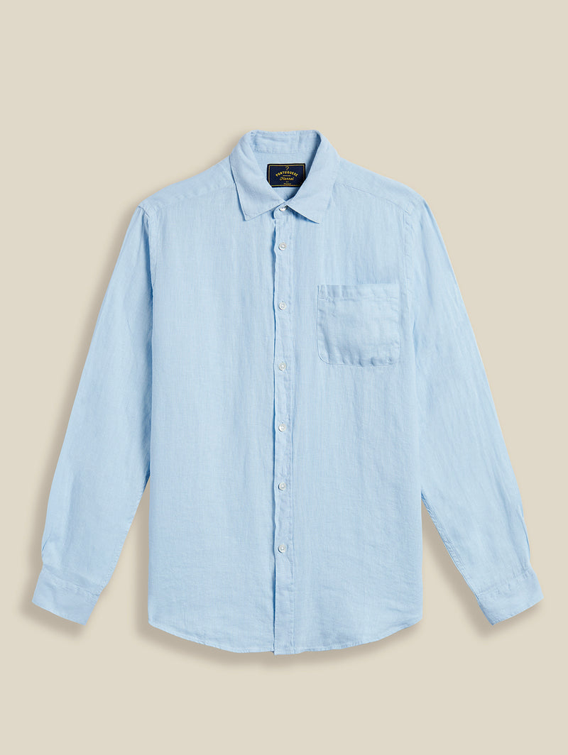 Long Sleeve Linen Shirt - Sky-PORTUGUESE FLANNEL-Over the Rainbow