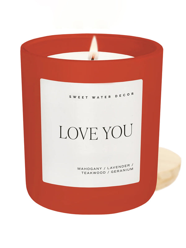 Love You Soy Candle - 15 oz Red Matte Jar-SWEET WATER DECOR-Over the Rainbow