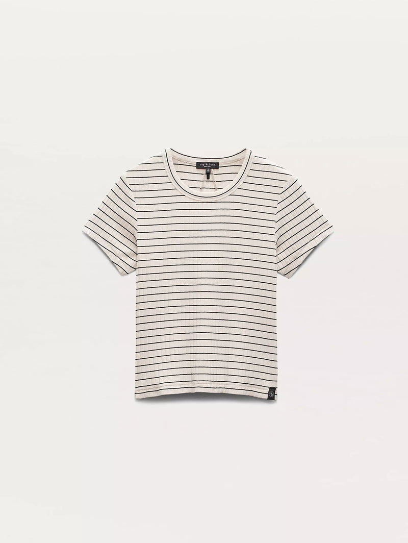 Luca Stripe Rib Knit Baby Tee - Ivory Multi-RAG + BONE-Over the Rainbow