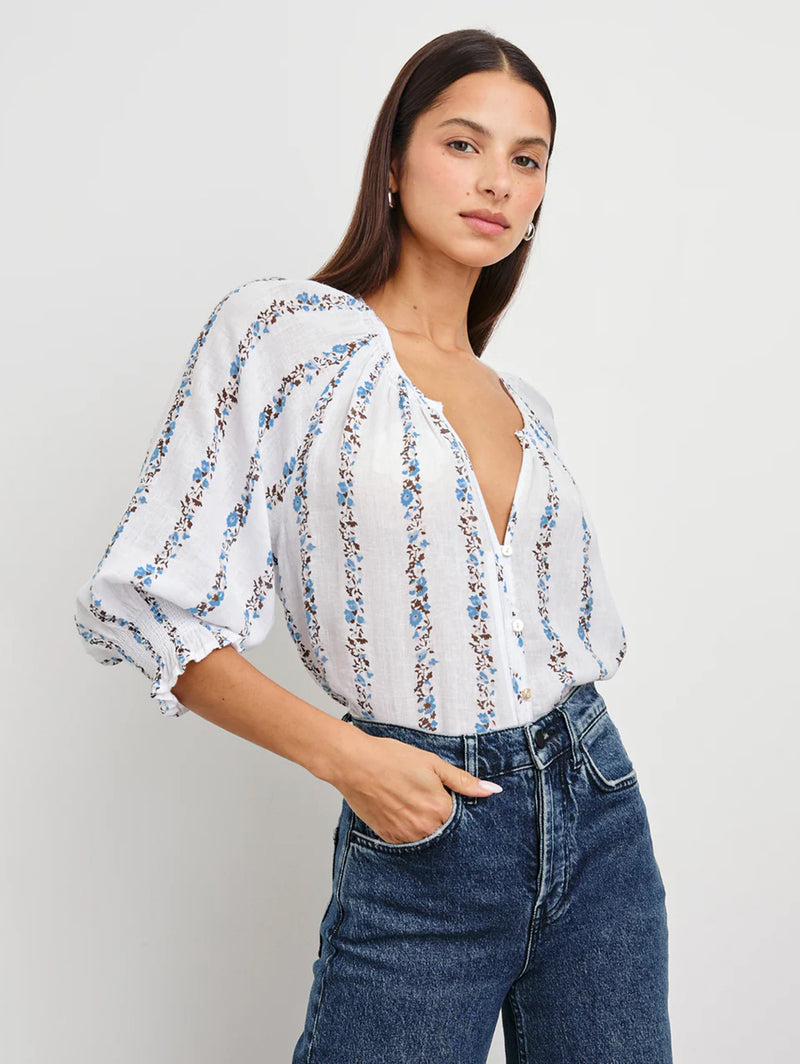 Mariah Top - Bluebell Stripe