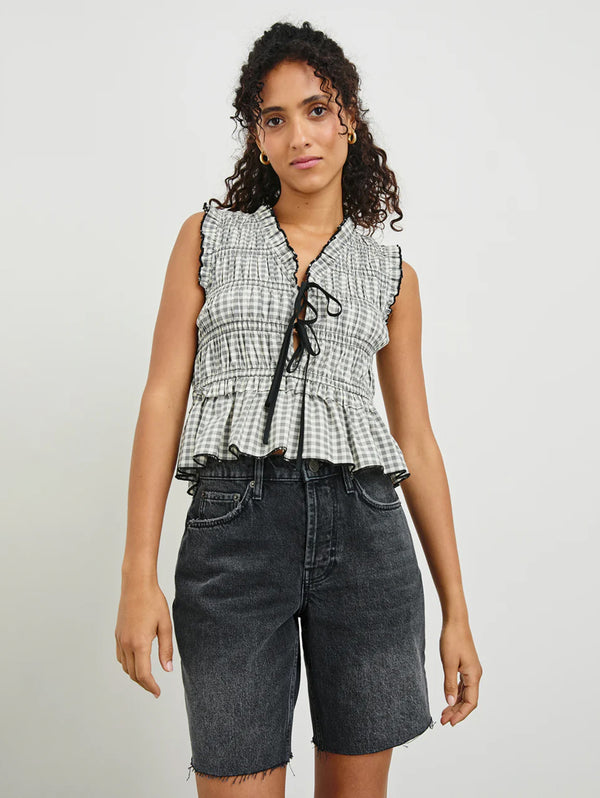 Martine Top - Ivory Jet Gingham