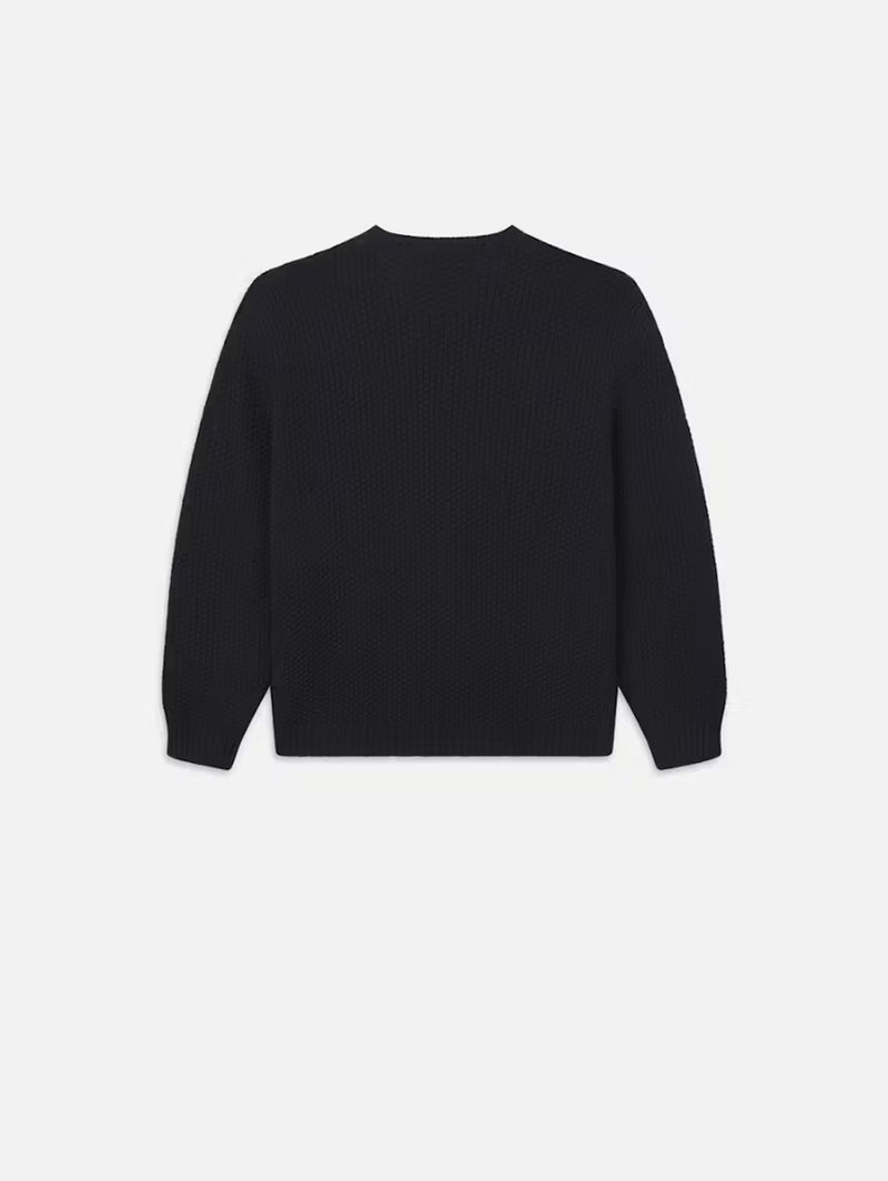 Wool Cashmere Textured Sweater - Dark Navy-FRAME-Over the Rainbow