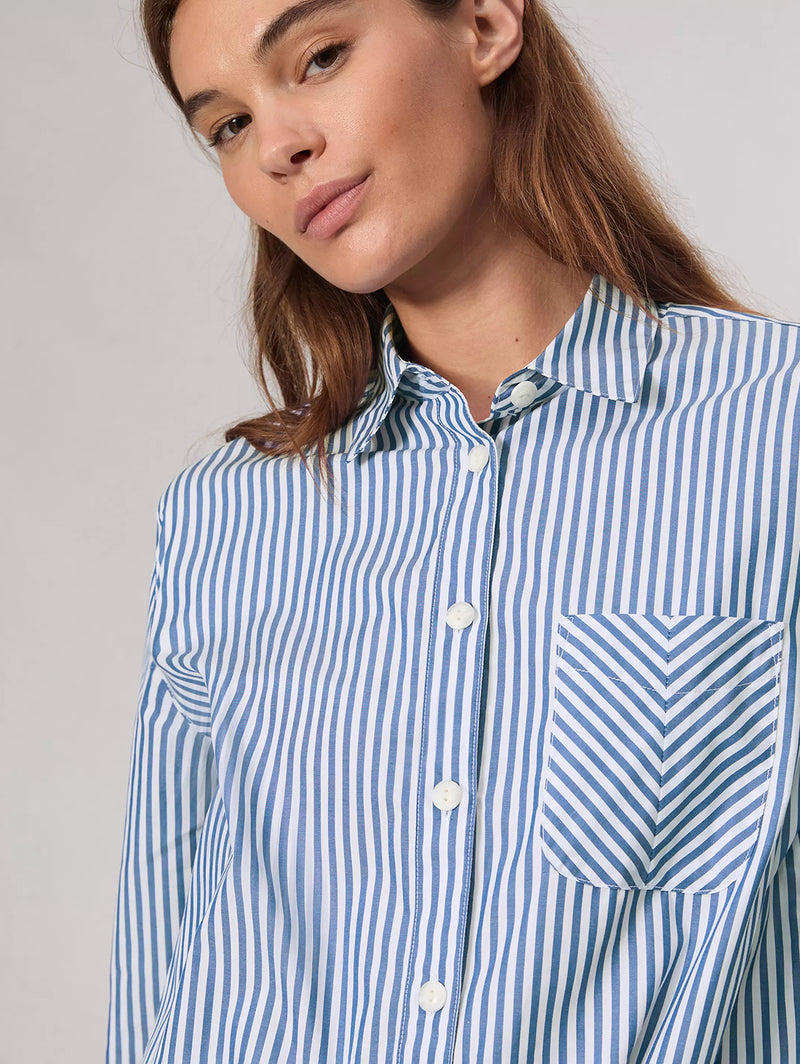 Maxine Shirt - Blue Stripe-RAG + BONE-Over the Rainbow