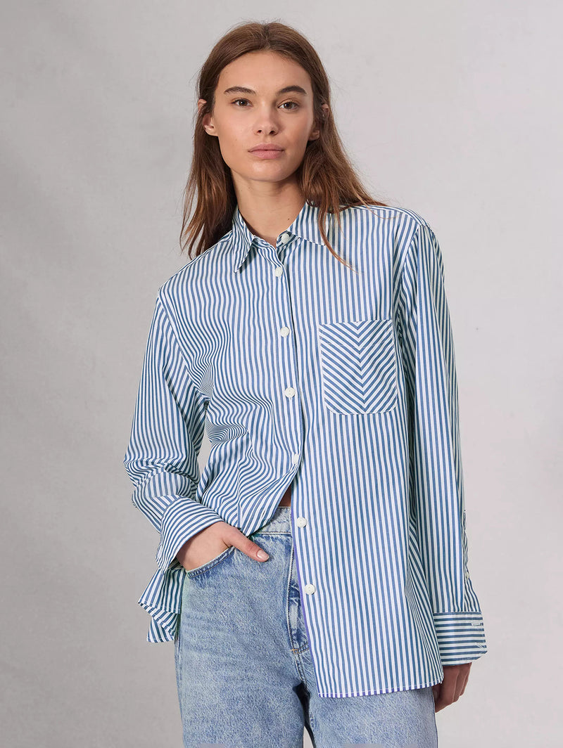 Maxine Shirt - Blue Stripe-RAG + BONE-Over the Rainbow