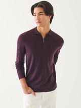 Extra-Fine Merino 1/4 Zip Polo - Bordeaux-Patrick Assaraf-Over the Rainbow