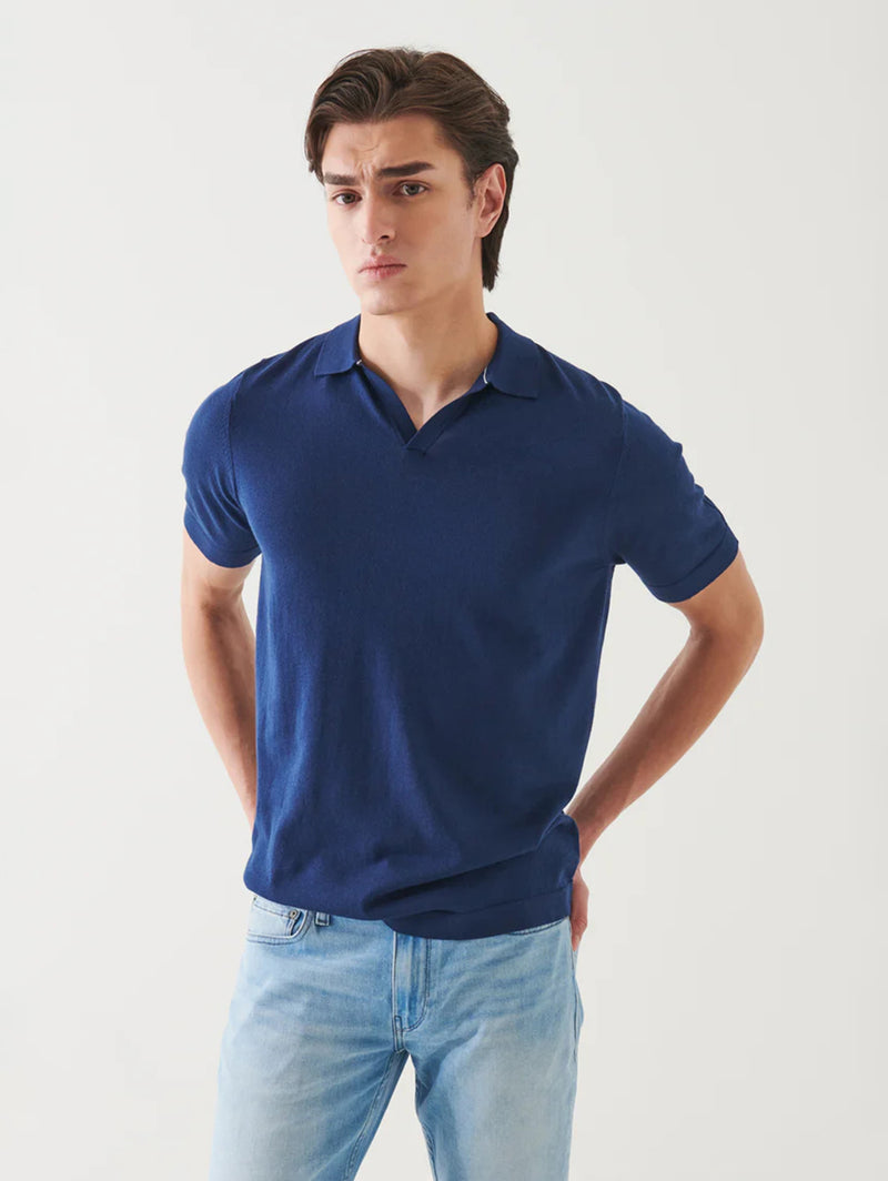 Cupro Tipped Polo - Navy-Patrick Assaraf-Over the Rainbow