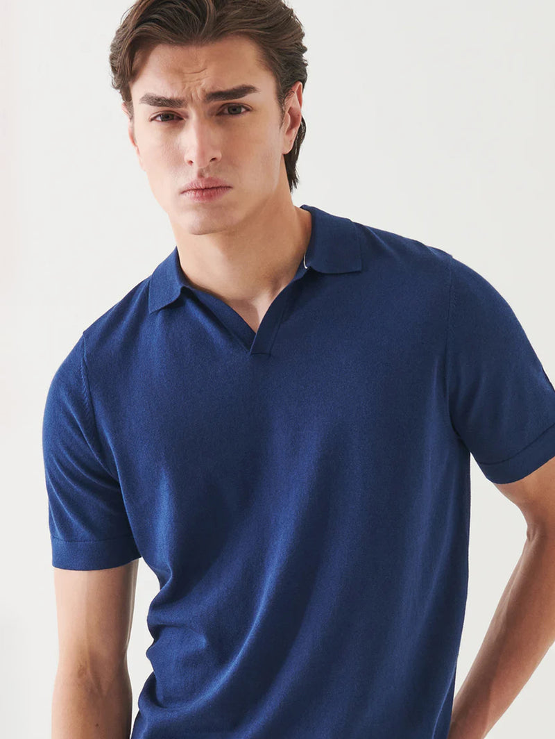 Cupro Tipped Polo - Navy-Patrick Assaraf-Over the Rainbow