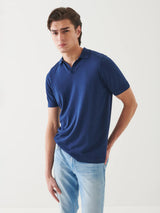 Cupro Tipped Polo - Navy-Patrick Assaraf-Over the Rainbow