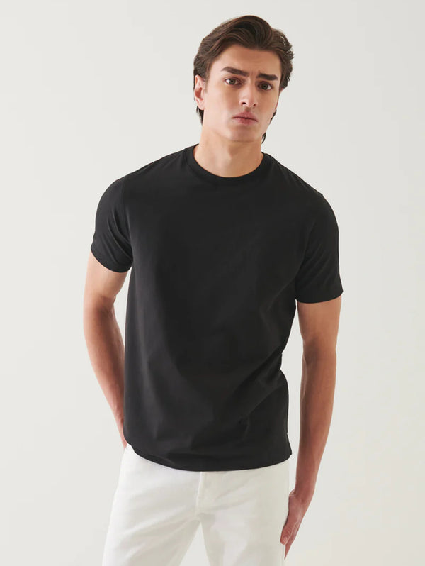 Organic High Neck T-Shirt - Black-Patrick Assaraf-Over the Rainbow