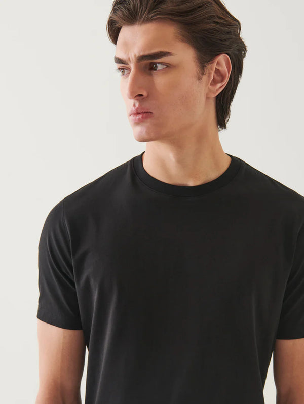 Organic High Neck T-Shirt - Black-Patrick Assaraf-Over the Rainbow